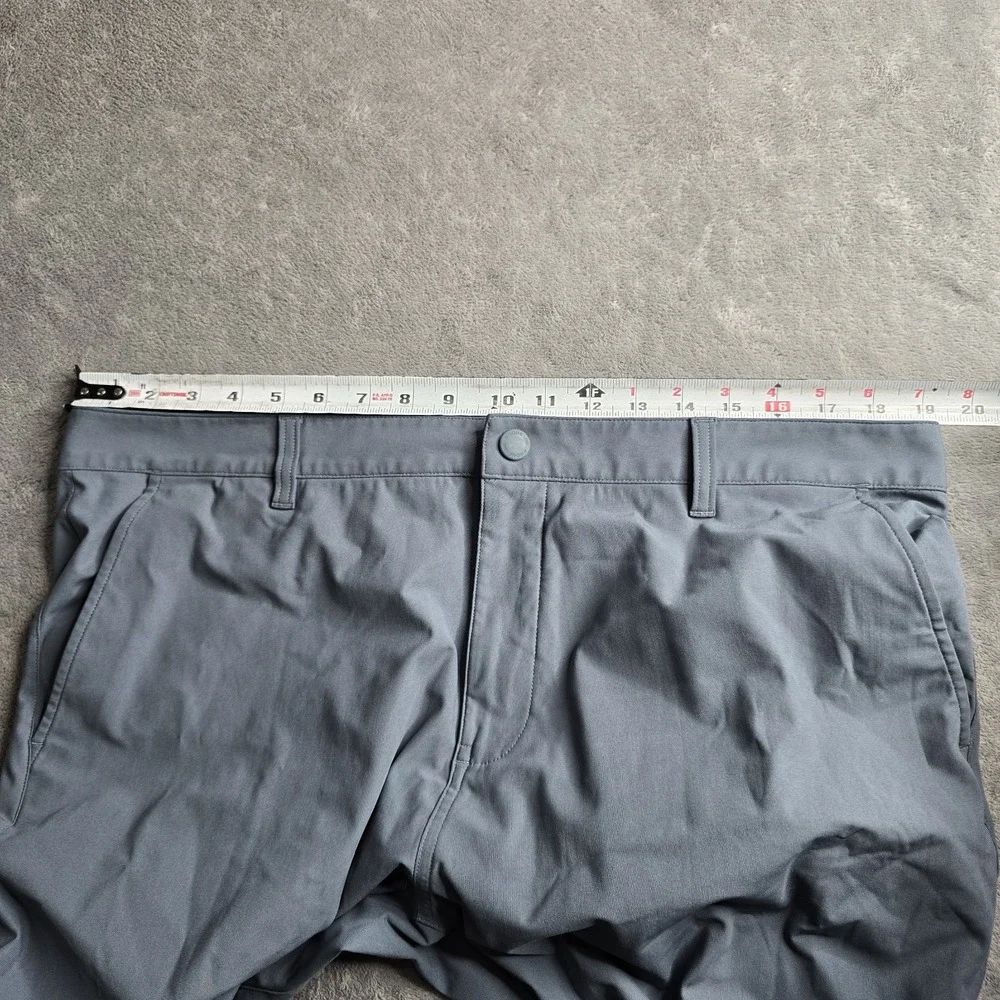 Rhone Commuter Classic Pants Mens 38x32 Gray Blue Slim Fit Straight  Zip Pocket